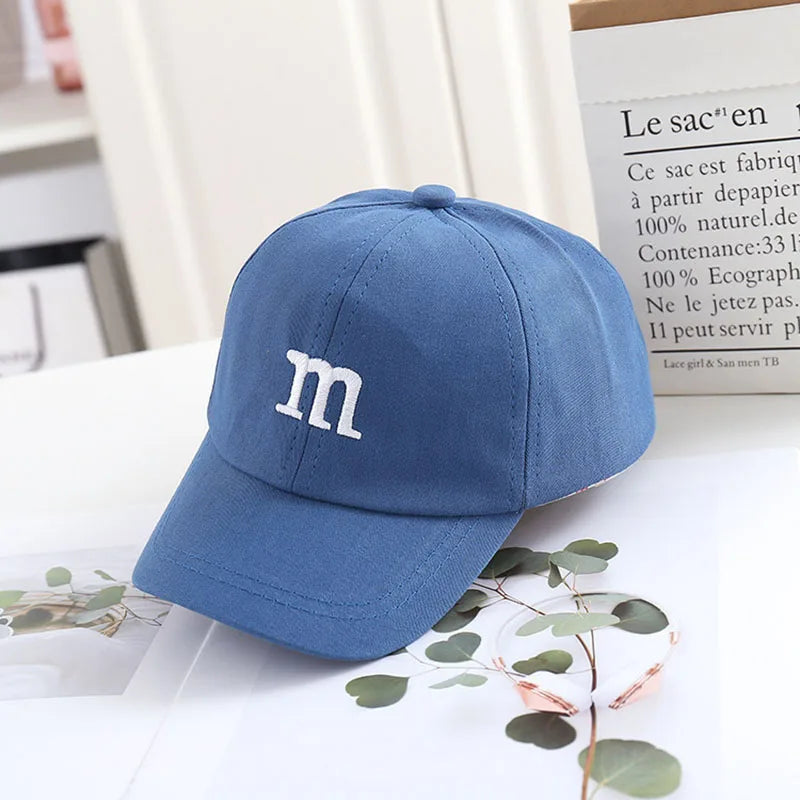 Solid Color Letter Baby Baseball Cap Simple Embroidered Peaked Hat for Toddler Boy Girl Summer Adjustable Kids Sun Hats - TiniLoom