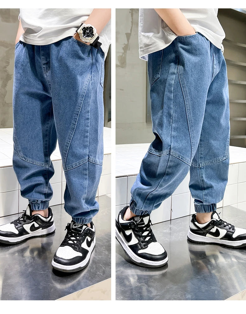 Big boy jeans, children's clothing, casual fashion, cool children's pants, boys' pants, boys' Baggy summer clothing, teenagers - TiniLoom