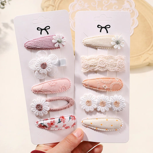 5Pcs/Set Mini Baby Girl Hair Clip Cute Floral Bow Bunny Princess Hairpin for Toddler Girl Lovely Bang Side Clip Hair Accessories - TiniLoom