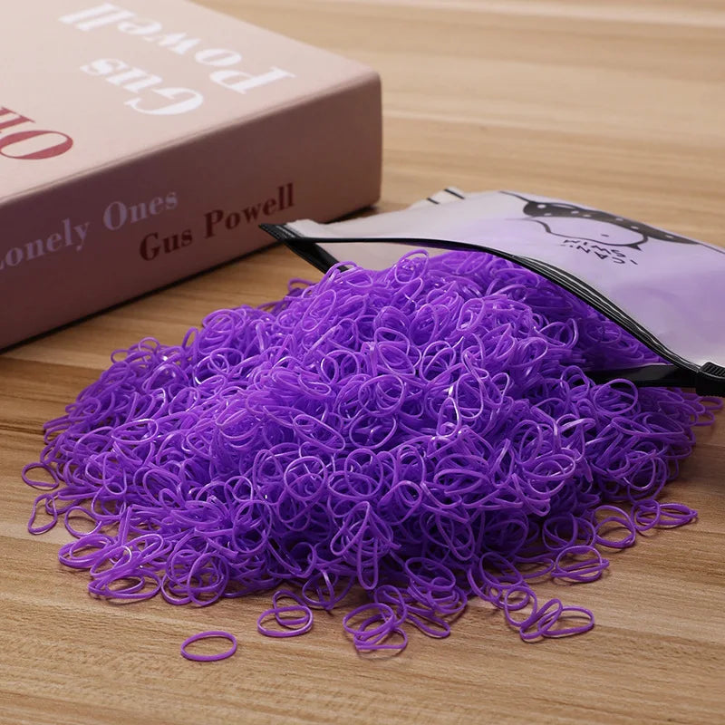 500/1000/2000pcs Girls Colourful Disposable Rubber Band Hair Ties Headband Children Ponytail Holder Bands Kids Hair Accessories - TiniLoom