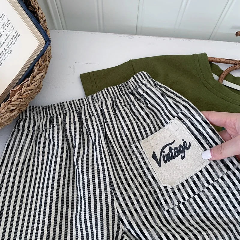 2024 Summer Kid Sports Shorts Boy Girl Striped Short Pants Loose Children Mid Trousers Fashion Toddler Casual Pants Baby Clothes - TiniLoom