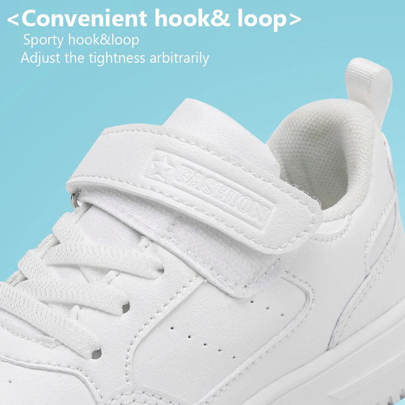 Children Sneaker Boys Casual Shoes Black Leather Flat Student Walking Shoes Non-slip Girl Lightweight Sports Tennis Footwear - TiniLoom