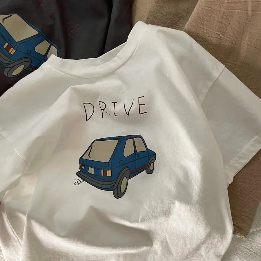 Cotton Half Sleeve T-shirt Boys Child 2025 Summer Baby Unisex Costume Sports Casual Tees Girls Cartoon Car Trendy Pullover Shirt - TiniLoom