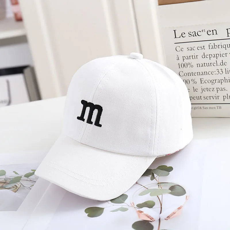 Solid Color Letter Baby Baseball Cap Simple Embroidered Peaked Hat for Toddler Boy Girl Summer Adjustable Kids Sun Hats - TiniLoom
