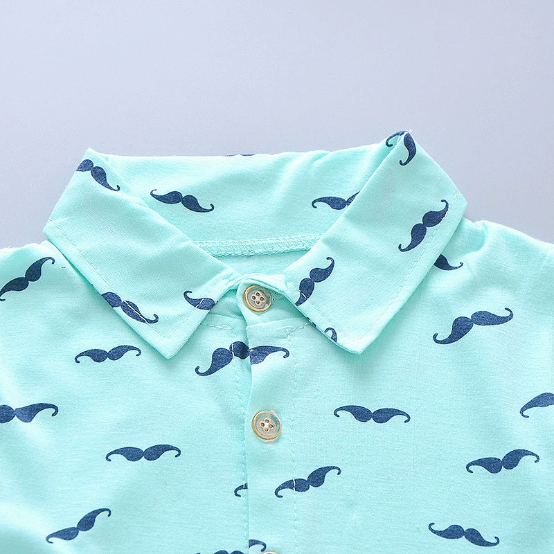 Summer New Cute Boy Suit Children's Printed Short-Sleeved Printed Shirt + Shorts Suit Children's Cotton Cute Baby Clothes - TiniLoom