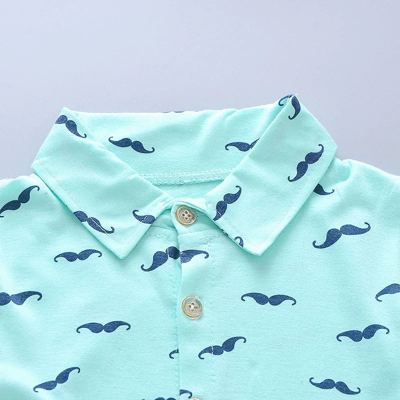 Summer New Cute Boy Suit Children's Printed Short-Sleeved Printed Shirt + Shorts Suit Children's Cotton Cute Baby Clothes - TiniLoom