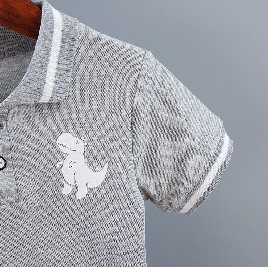 Infant Baby Boy Sets Summer Clothing Casual Sport Suit POLO Shirt + Shorts 2Pcs Set Boys Kids Grey Dinosaur Print Tracksuit