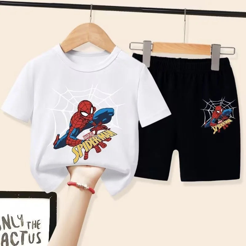 Children'S T-Shirts Spider-Man Set Aoger Spiderman Boys Summer Trend Baby Short Sleeve Shorts Two-Piece Set Kids Outfits Gifts ﻿ - TiniLoom