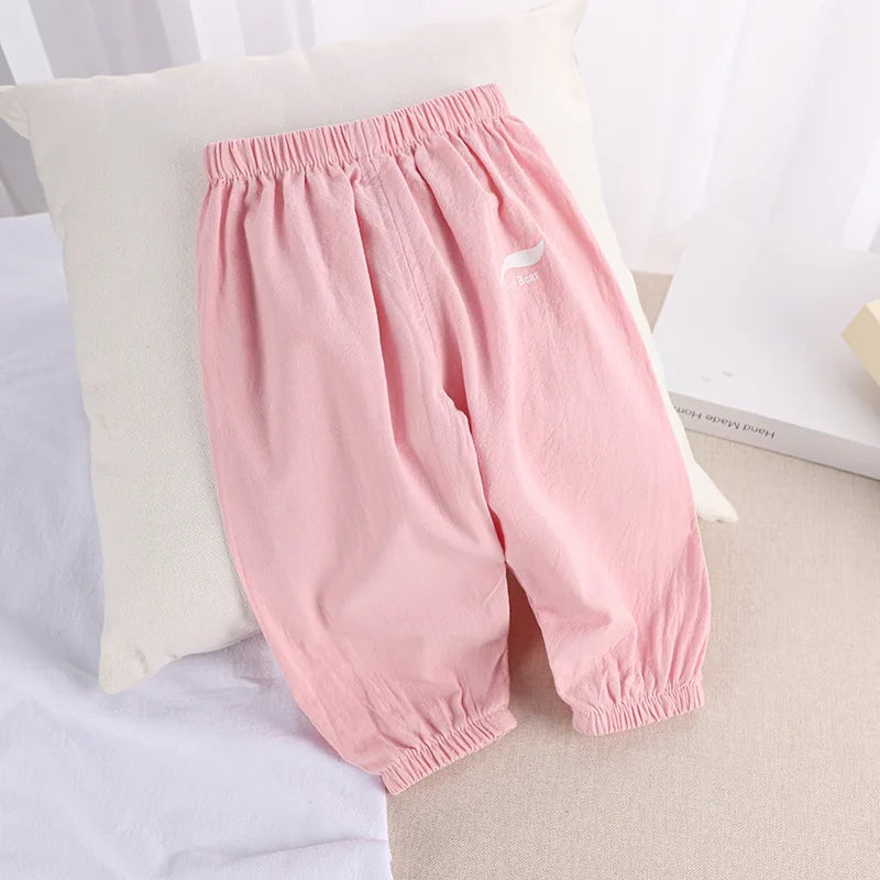 1 2 3 4 5  Years New Children's Anit-mosquito Pants Summer Baby Air Conditioning Bloomers Boys and Girls Cotton and Linen Pants - TiniLoom