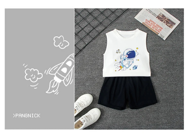 Children's Summer T-shirts Boys Girls Vests Sleeveless Cartoon Tee Tops 100% Cotton Comfortable Kids T-shirt Clothes Fashion New - TiniLoom