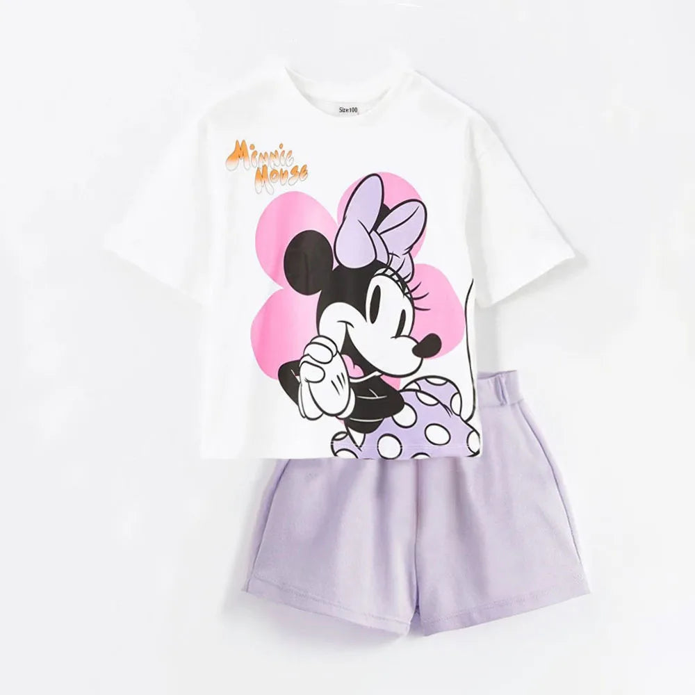 2PCS Summer Minnie Baby Girls Clothes Sets Infant Top T-shirts + Shorts Toddler Kids Outfits For 1-6T Baby Sets - TiniLoom