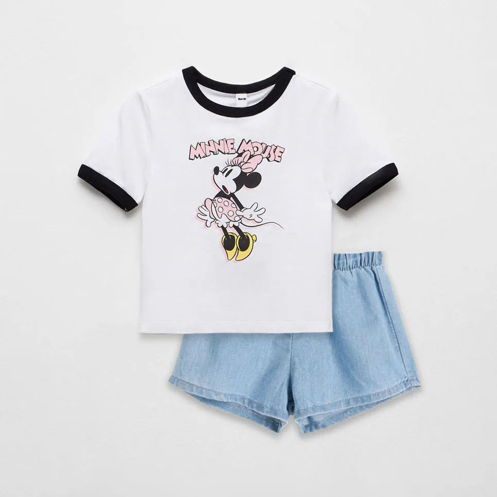2PCS Summer Minnie Baby Girls Clothes Sets Infant Top T-shirts + Shorts Toddler Kids Outfits For 1-6T Baby Sets - TiniLoom