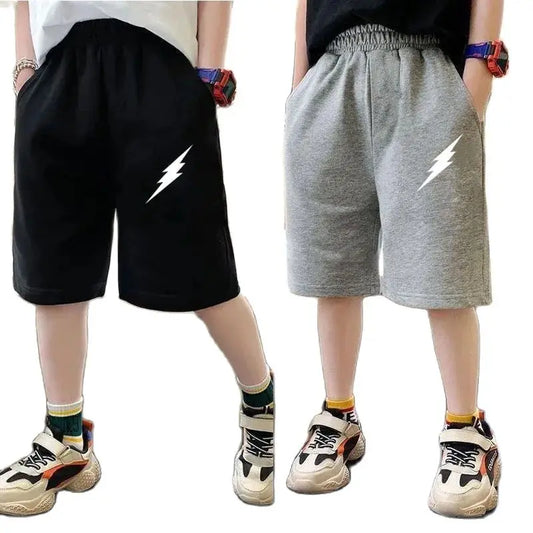 Kids Summer Cartoon Shorts 3-14Years Children Cotton Elastic Waist Knee Length Pants Gray School Student Boys Short Sweatpants - TiniLoom