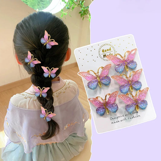 5PCS Cute Sweet Stereoscopic Color Gradient Baby Hairpins Kids Hair Clips Children Headwear Princess Barrette Girls Accessories - TiniLoom