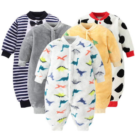 Newborn Baby Spring Winter Clothes Infant Jacket for Girls Jumpsuit for Boys Soft Flannel Bebe Romper Baby Clothes 0-18 Month - TiniLoom