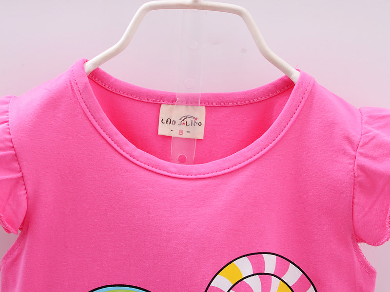 Baby Girls Clothes Sets for Kids T-shirt Tops+Short Pants Clothes Sets Toddler Girl Lollipop Printed Summer Infant Clothing Sets - TiniLoom
