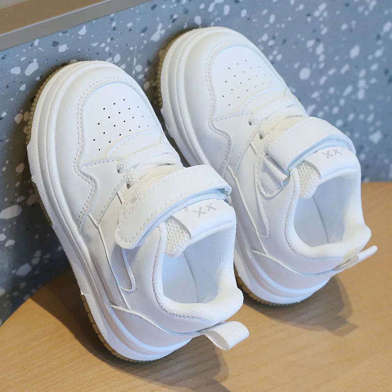 Children's White Shoes Spring and Autumn Kid's Sports Shoes Anti slip Lightweight Boys Board Shoes Soft Sole Baby Casual Shoes - TiniLoom