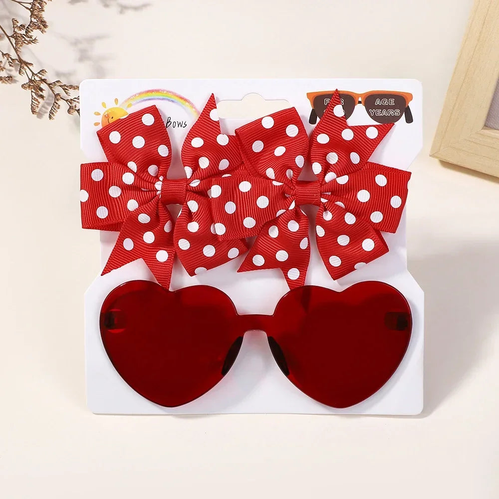 BABY BOWS Butterfly Hairclip Set for Kids Lovely Glasses Accessories Fashion Party Girls Dress Hairpins Headband Gift Set
