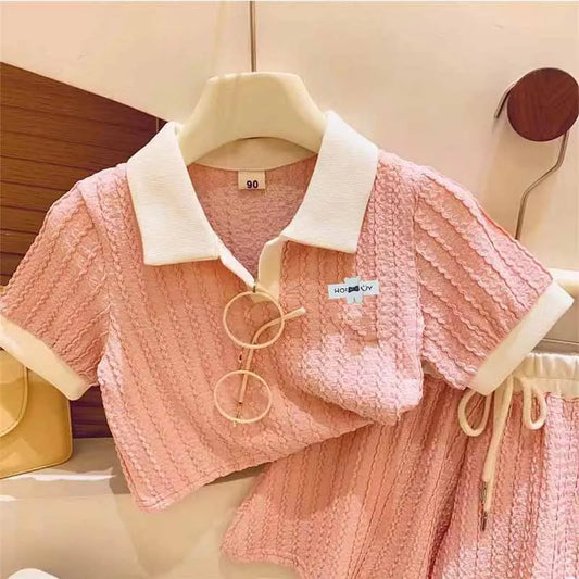 Baby Blouse Sets Girls Summer Suit Kids Short Sleeve Top Pant 2Pcs Kids Cute Sweet Outfit Children Fashion Sportswear 2-10Y - TiniLoom