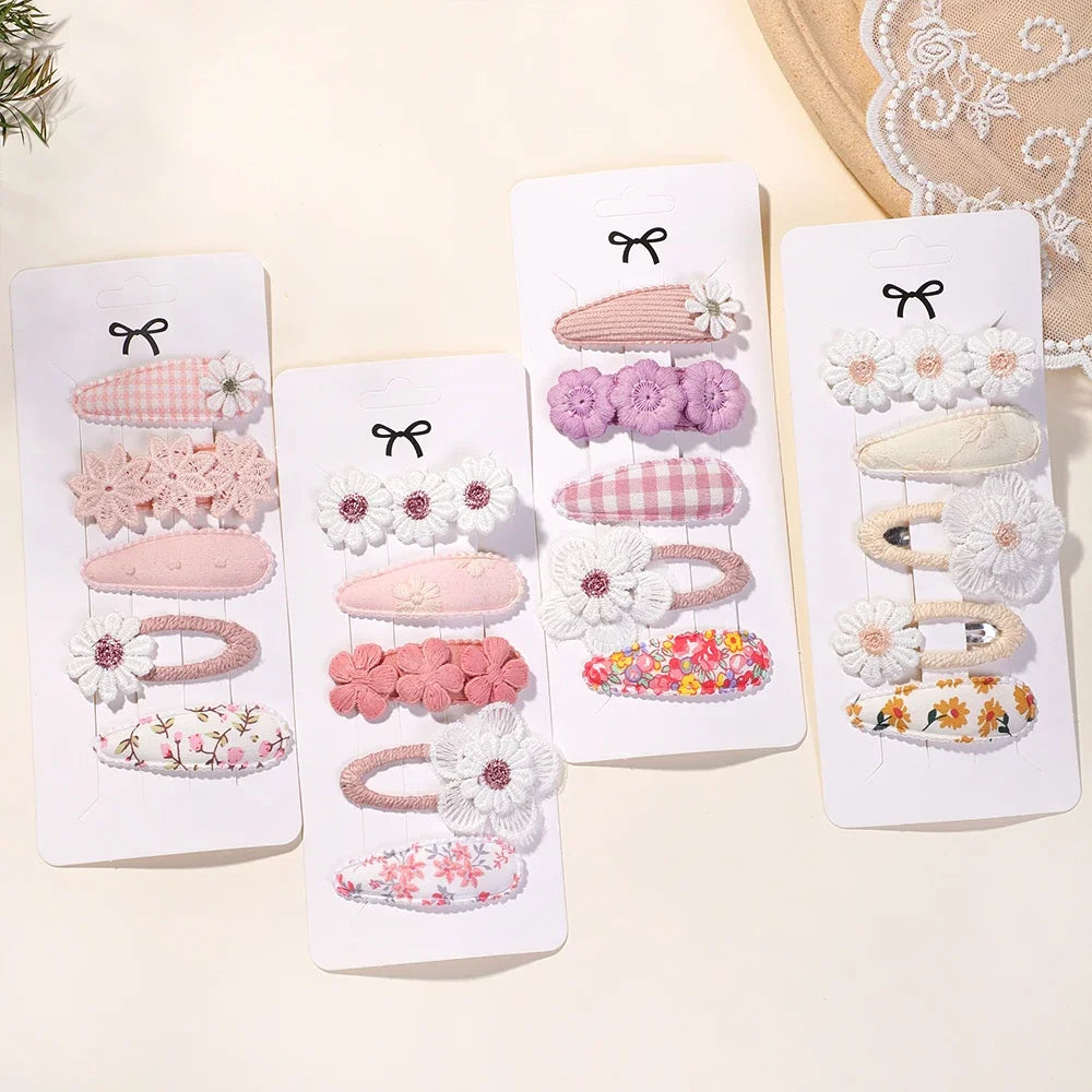 New 5Pcs BB Clips Set for Kids Hair Accessories Sweet Printe Hairbangs Hairclip Girls Barrette Ins Style Daisy Hairpin Ornaments - TiniLoom