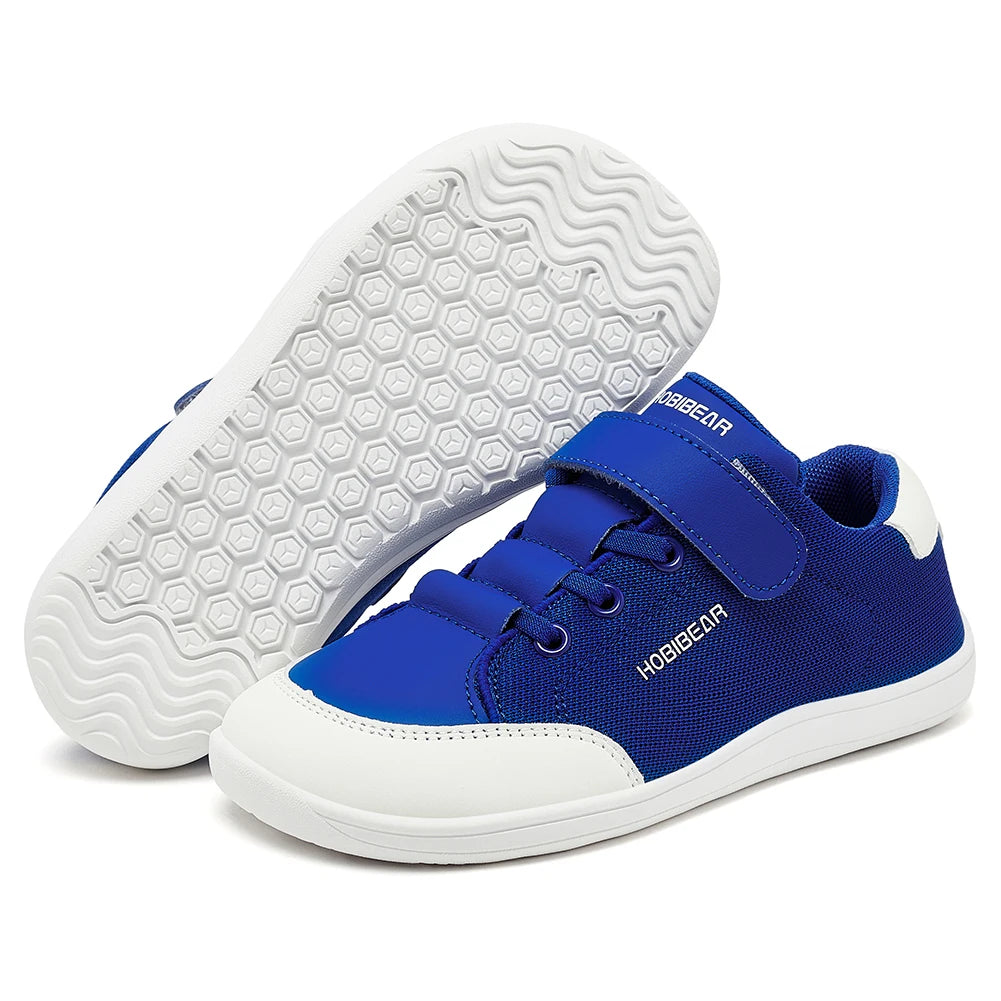 HOBIBEAR Kids Wide Toe Barefoot Shoes Boys Girls  Minimalist Sneakers Lightweight Hook Loop Mesh Artificial Leather Shoes - TiniLoom