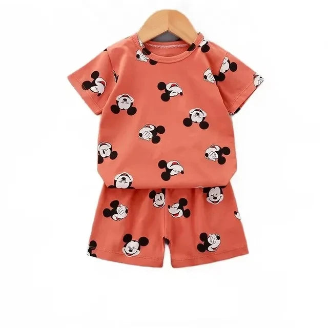 Summer cartoon T-shirt Shorts Children's boys Set Cotton Tees Pants Leisure Boys And Girls Babies Clothes Casual 2pcs - TiniLoom
