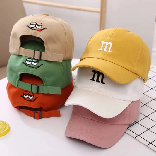 Girls Boy Adjustable Hat Children's Kid Baseball Cap Sunscreen Baby Hat Hip Hop M Letter Embroidered Kids Caps 1-6-8-12-15 Years - TiniLoom