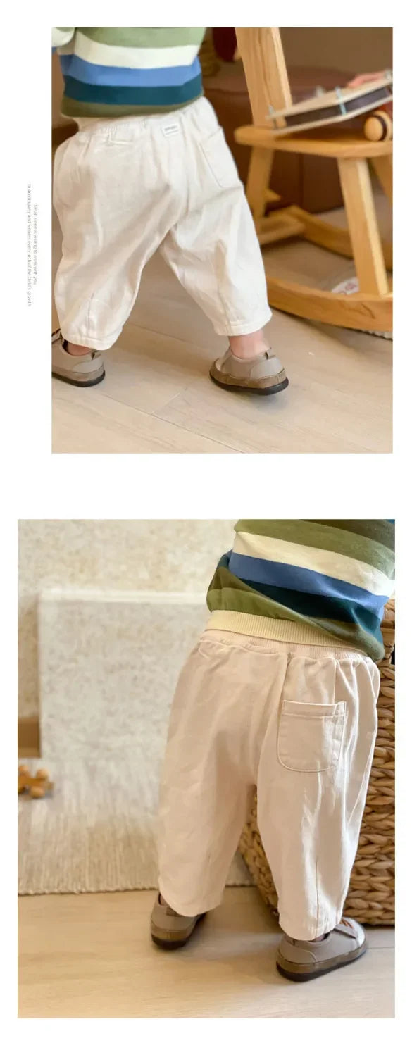 Solid Boy Kids Fashion Trousers Toddler Clothes Summer Spring Baby  Pocket Ankle Length Loose Girl Children Casual Pants - TiniLoom