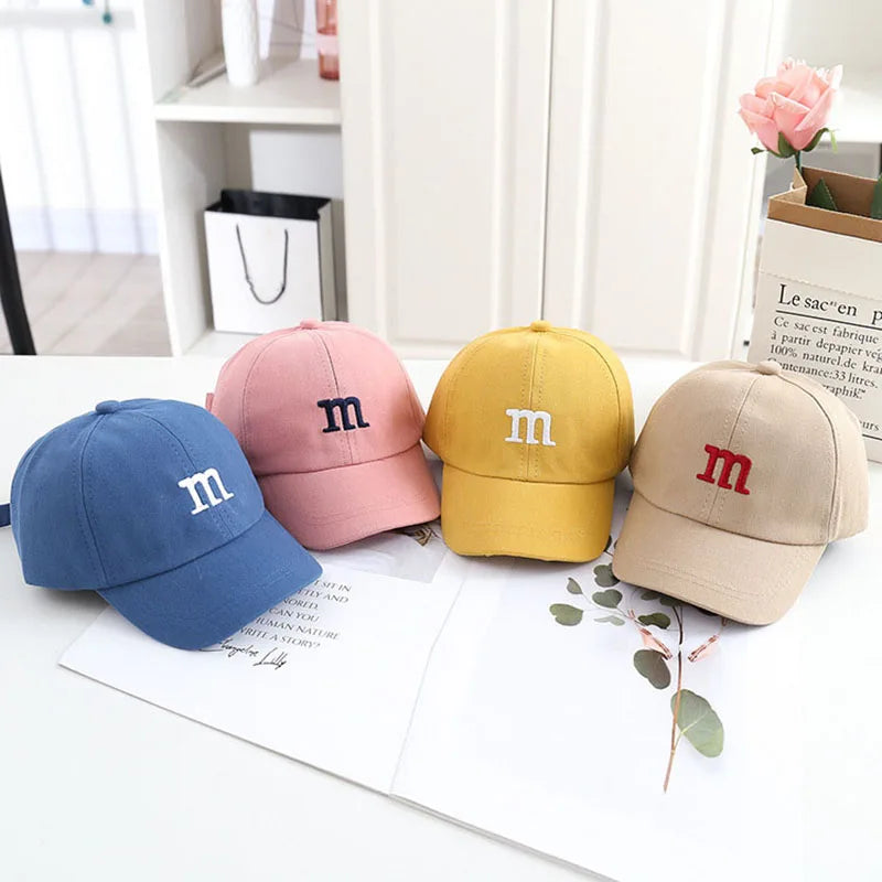 Solid Color Letter Baby Baseball Cap Simple Embroidered Peaked Hat for Toddler Boy Girl Summer Adjustable Kids Sun Hats - TiniLoom