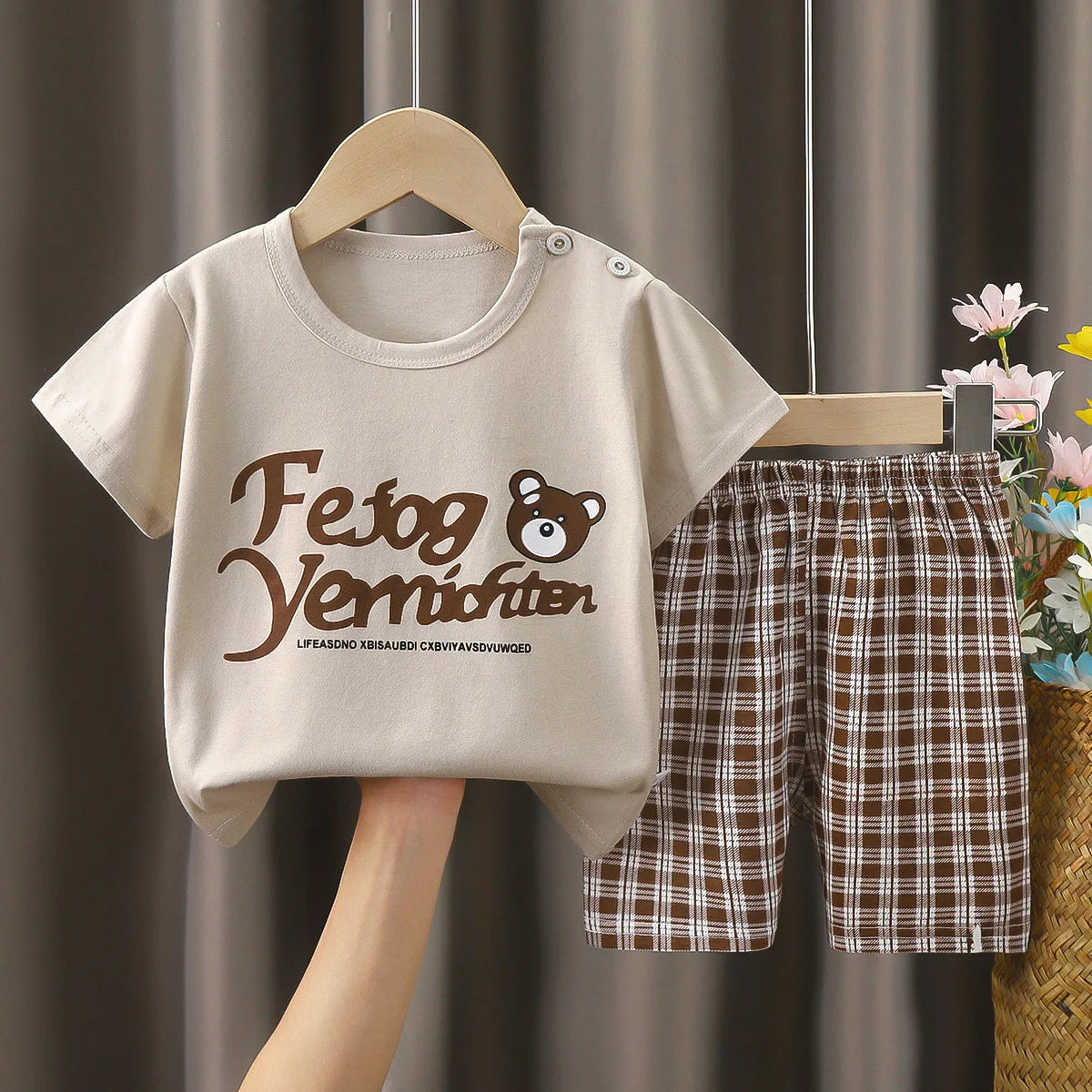 Summer cartoon T-shirt Shorts Children's boys Set Cotton Tees Pants Leisure Boys And Girls Babies Clothes Casual 2pcs - TiniLoom