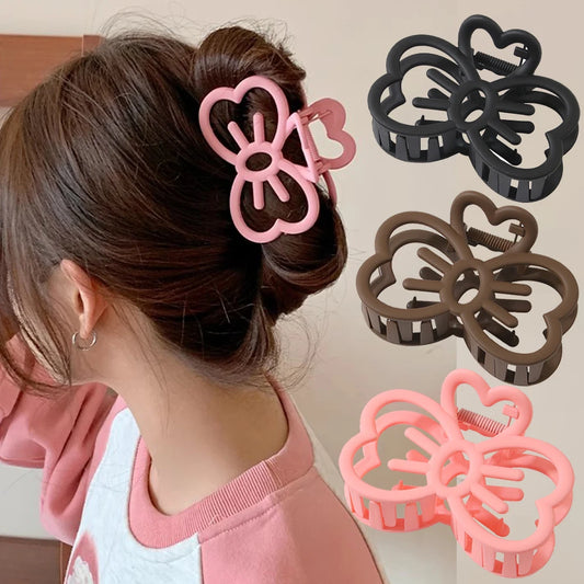 Korean Cute Bowknot Hair Claw Crab Plastic Hair Clip Candy Color Clip for Girls Sweet Hairpins Hair Accessories for Women - TiniLoom