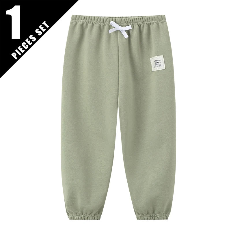 1/3 Pcs Four Seasons Children's Leisure Sports Pants Solid Color Basic Boy Running Holiday 9 Pants Girl Joker Comfortable Pants - TiniLoom