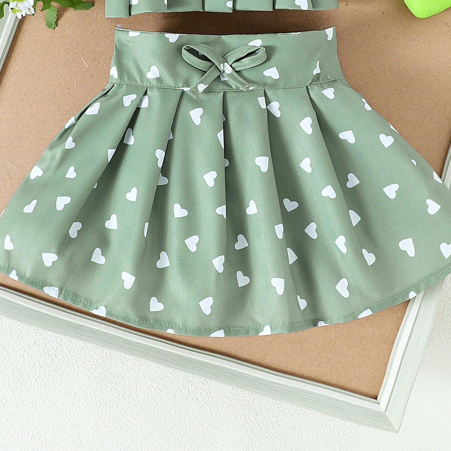 2PCS  Summer New Style Girls 1-4 Years Old Comfortable Sweet Cherry Love Pattern Top + Short Skirt Set - TiniLoom