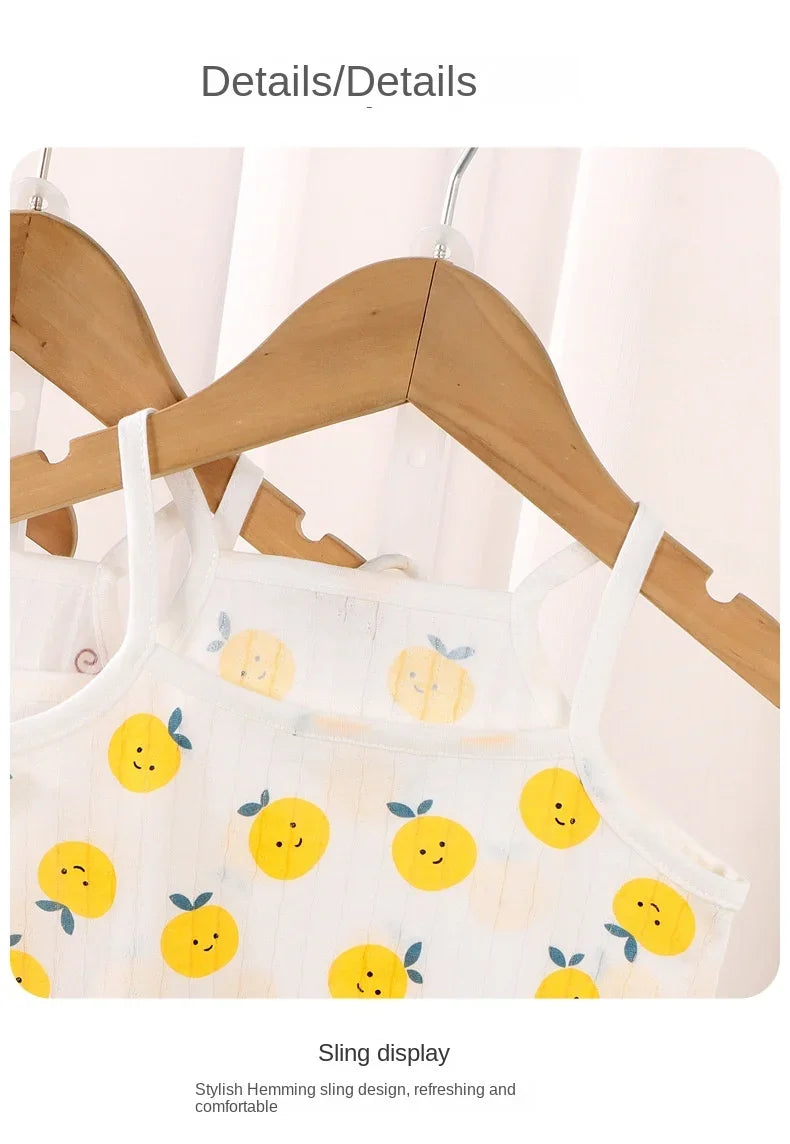 2024 New Kids Tops+shorts Set Summer Thin Baby Cotton Vest Sleeveless Loungewear Set for Girls Suit - TiniLoom