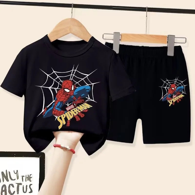 Children'S T-Shirts Spider-Man Set Aoger Spiderman Boys Summer Trend Baby Short Sleeve Shorts Two-Piece Set Kids Outfits Gifts ﻿ - TiniLoom