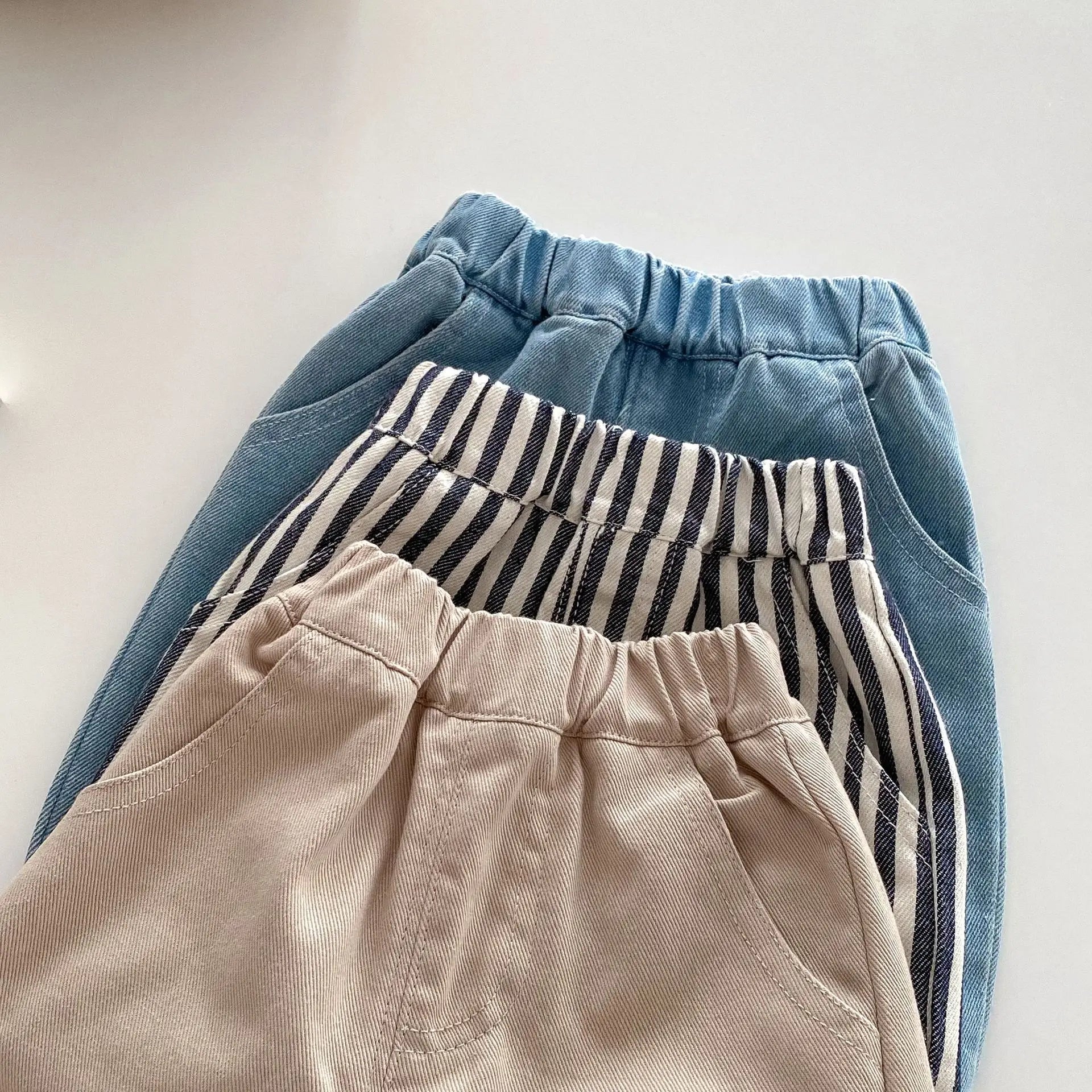 1-5Y Kid's Jeans New 2024 Autumn Solid Color Denim Pants Loose Style Boys Trousers Mid Waist Kid's Outdoor Pants - TiniLoom