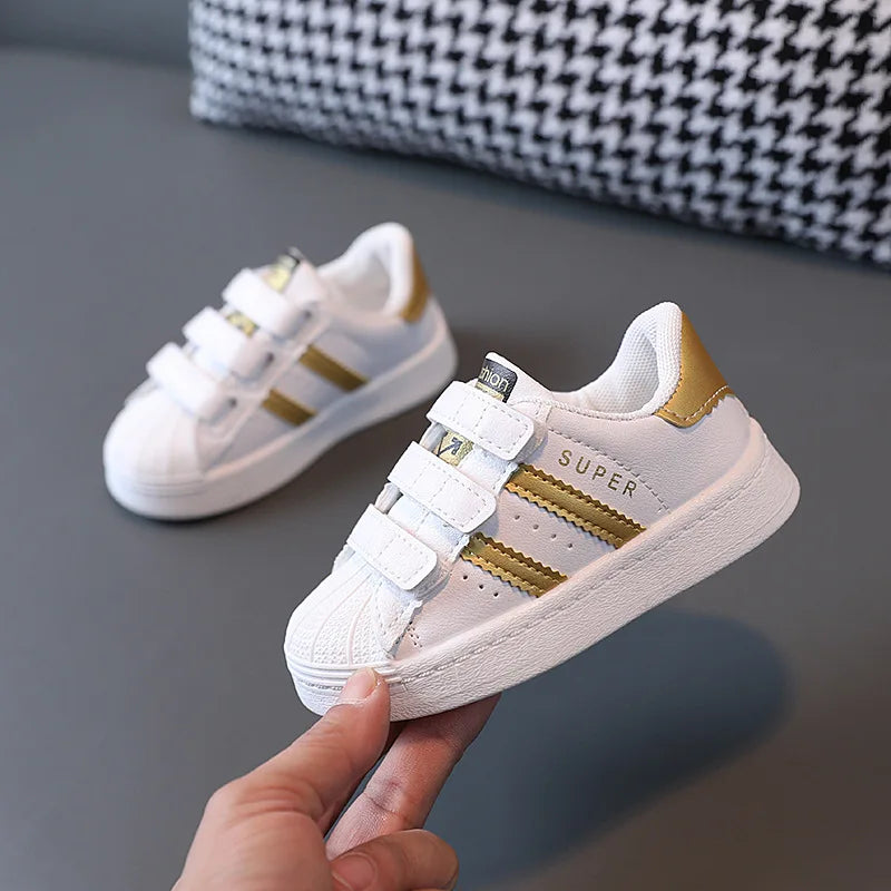Children's Sneakers Kids Fashion Design White Non-slip Casual Shoes Boys Girls Hook Breathable Sneakers Toddler Outdoor Shoes - TiniLoom
