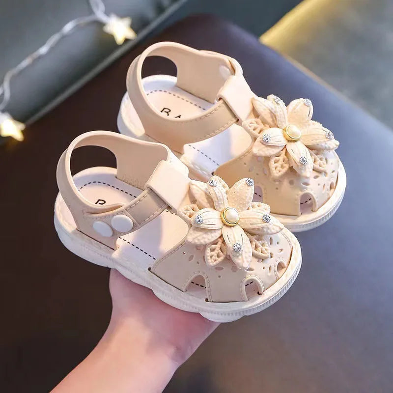 Solid Bow Children's Summer Shoes Cute PVC Beach Non Slip Sandals For Baby Girls Footwear Soft Infant Kids Fashion Sandals - TiniLoom