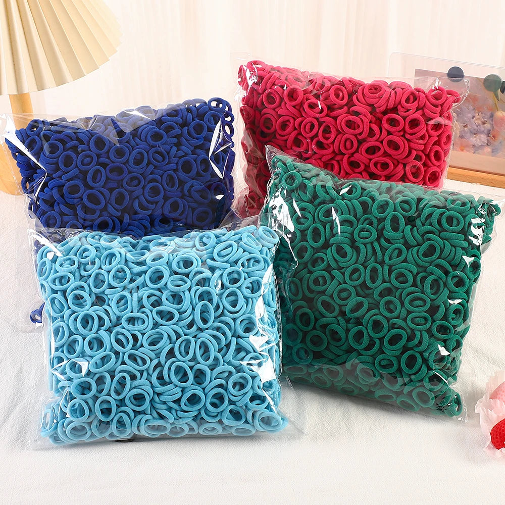 50Pcs/bag Colorful Basic Nylon Ealstic Hair Ties for Girls Ponytail Hold Scrunchie Rubber Band Kid Fashion Hair Accessories - TiniLoom