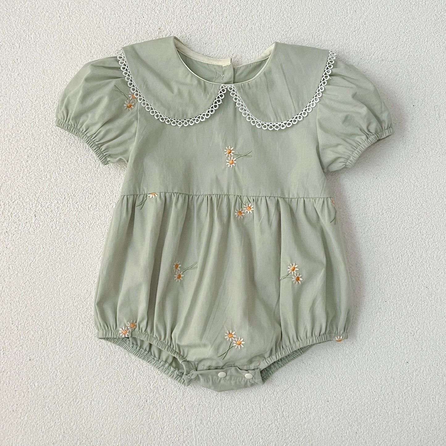 Infant Baby Girls Lace Collar Dress Rompers Sisters Clothes Kids Girls Embroider Flower Princess Dress Family Clothes Rompers