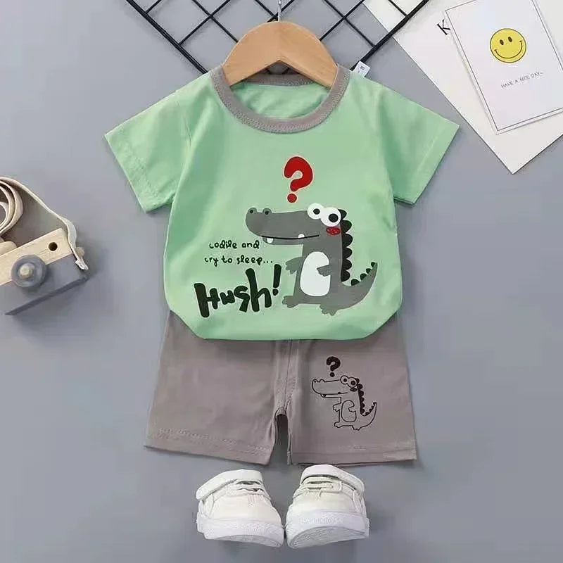 2PCS Children's Sets mother Kids Clothes Boys Girl T-shirt Shorts Summer Cotton Short sleeve Baby Children Clothing Toddler Suit - TiniLoom
