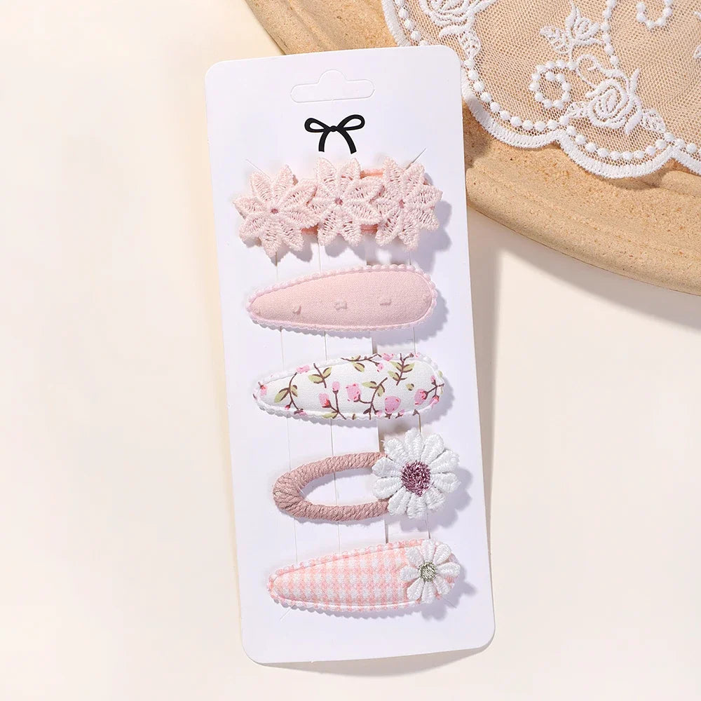 New 5Pcs BB Clips Set for Kids Hair Accessories Sweet Printe Hairbangs Hairclip Girls Barrette Ins Style Daisy Hairpin Ornaments - TiniLoom