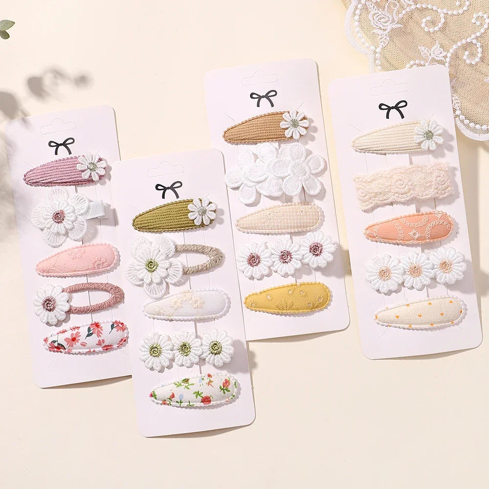 New 5Pcs BB Clips Set for Kids Hair Accessories Sweet Printe Hairbangs Hairclip Girls Barrette Ins Style Daisy Hairpin Ornaments - TiniLoom