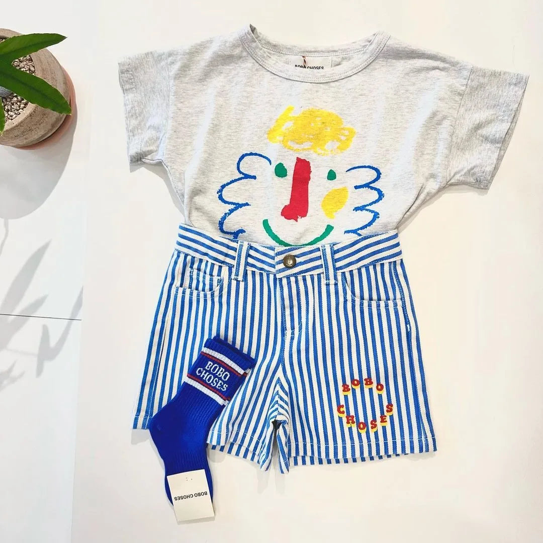 2025 Kid Clothes New Spring Sumemer Korean Baby Boys Girls Cotton Cartoon Short Sleeve T Shirts Children's Outerwear Clothings - TiniLoom