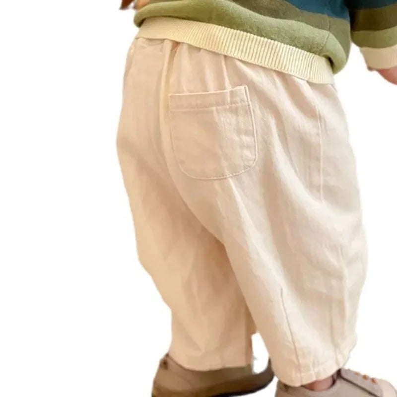 Solid Boy Kids Fashion Trousers Toddler Clothes Summer Spring Baby  Pocket Ankle Length Loose Girl Children Casual Pants - TiniLoom