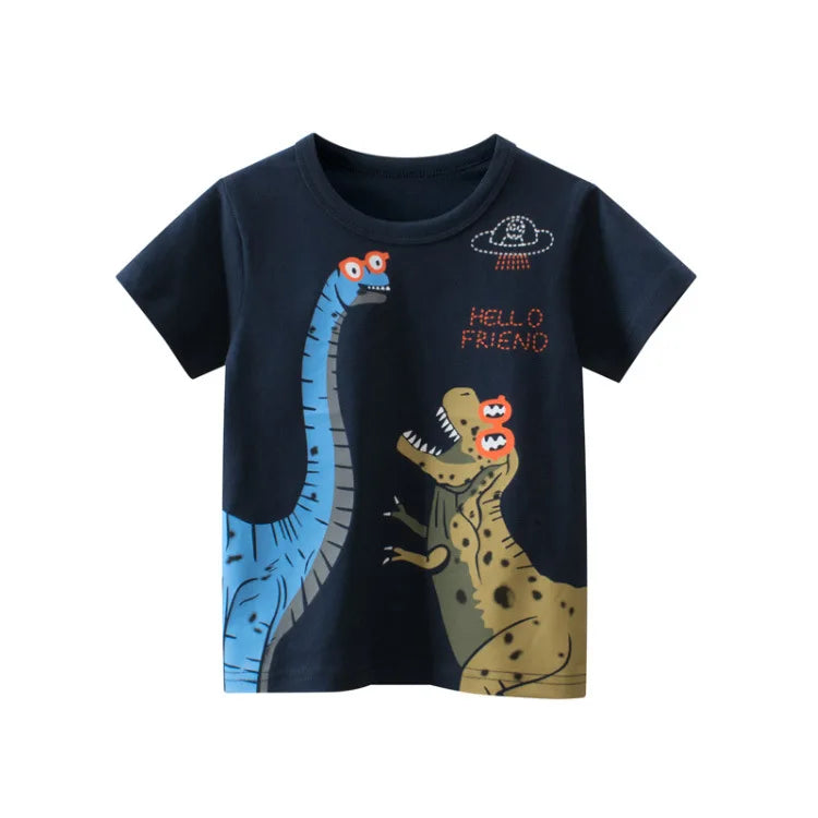 2-9 Years Children Short Sleeve T-shirts Korean Version Kids Clothing Boy Baby Cotton Tees Summer Cartoon Tops - TiniLoom
