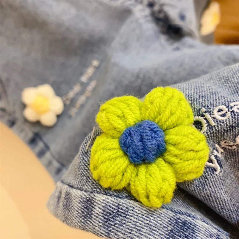 Ambroidered Flower Girl Jeans Baby Boy Kids Jeans Girl Pants Daduhey Wide Leg Pants Harem Trousers Clothes Bottoms - TiniLoom