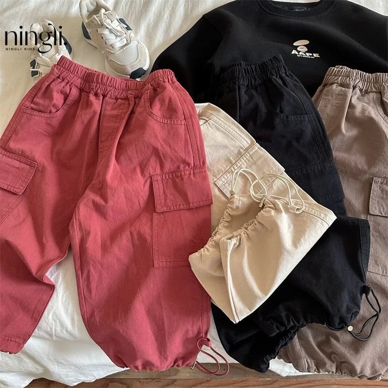 Kids Pants Girdle Overalls Baby Wide Leg Pants Girls Pants Teenage Girls Clothing Cargo Winter Clothes for Boys - TiniLoom