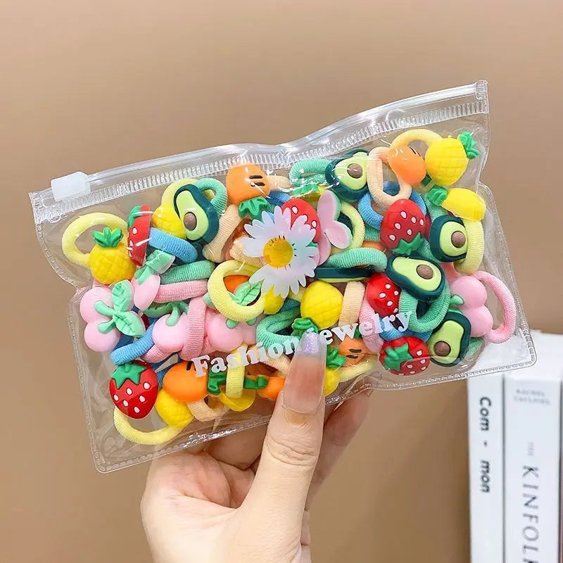 10/20Pcs/Set Cute Cartoon Rubber Elastic Hair Bands Girls Not Hurt Hair Small Scrunchie Kids Sweet Hair Ties Hair Accessories - TiniLoom