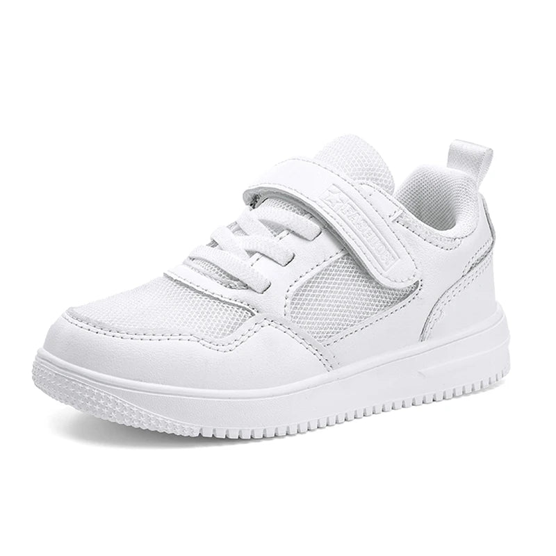 Children Sneaker Boys Casual Shoes Black Leather Flat Student Walking Shoes Non-slip Girl Lightweight Sports Tennis Footwear - TiniLoom